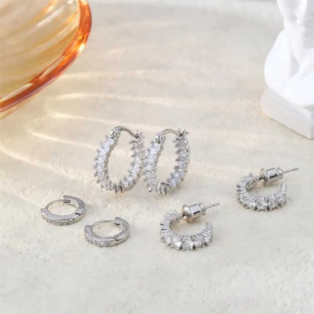 3pcs/set 14K Gold-Plated Rhinestone Cubic Zirconia Hoop Earrings for Women Chunky Small Earring Set Huggies Daily Jewelrys GiftsXJ251210 - view 5