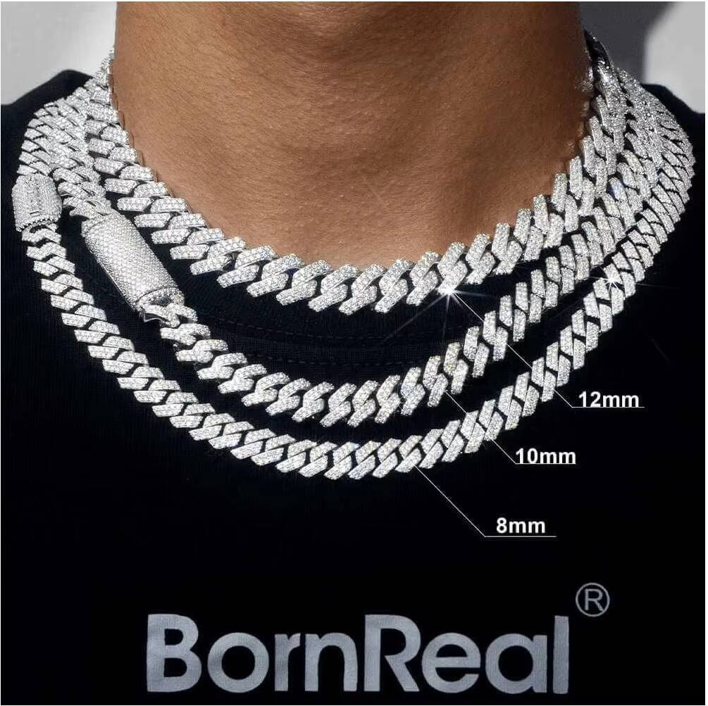 Wholesale Factory Direct Cuban Link Chain Bracelet Necklace Moissanite VVS Diamond 925 Silver Hip Hop Custom for Women
