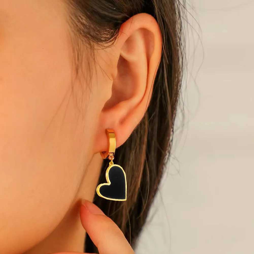 Classic Black Peach Pendant Design Stainl steel Gold Color Earrings 2025 Fashion Jewelry Party Wens Set Accories Y251210