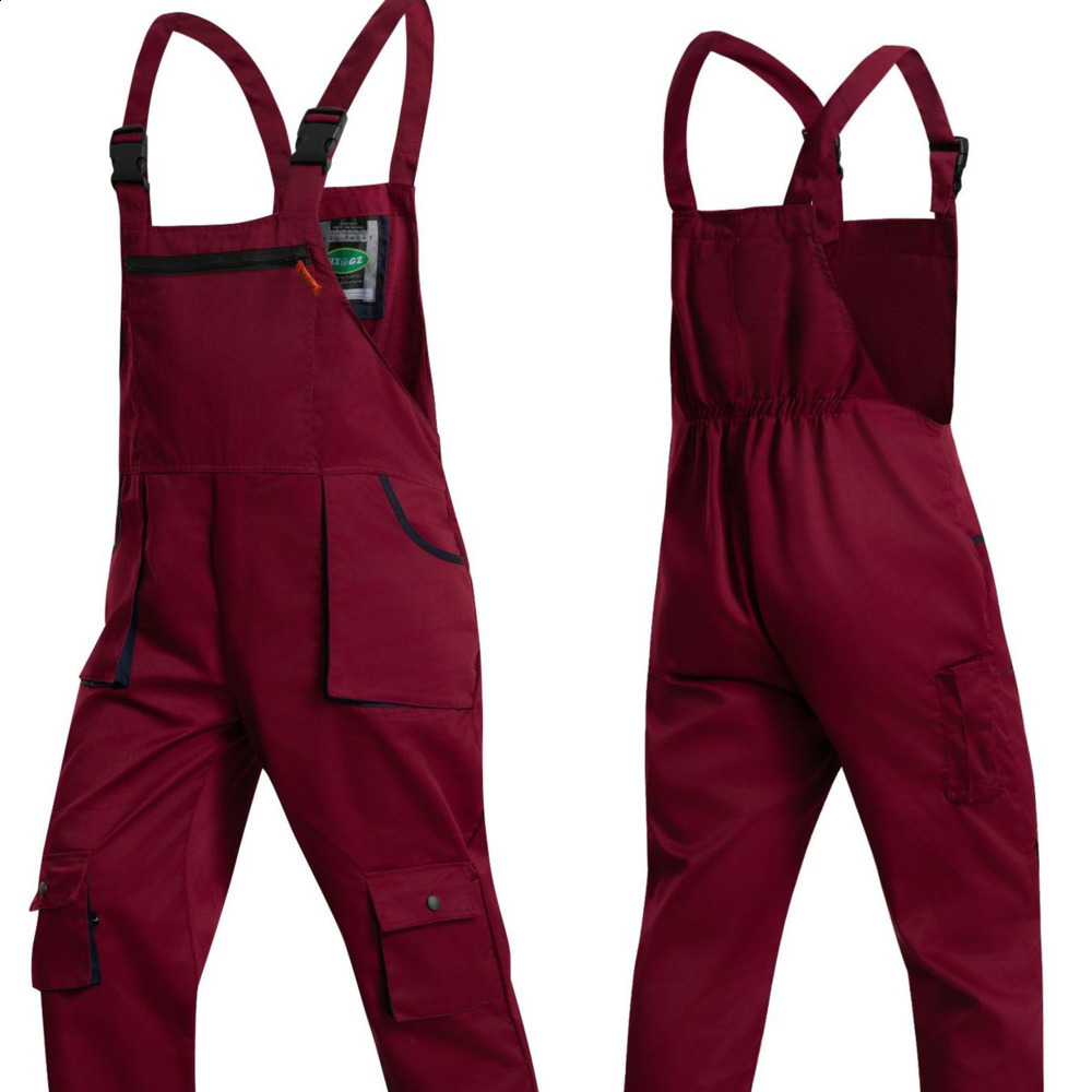 Bib Overalls Mens Work Clothes Plus Size Protective Coveralls Strap Jumpsuit Multi Pockets Uniform Work Dungarees Cargo Pants 240506