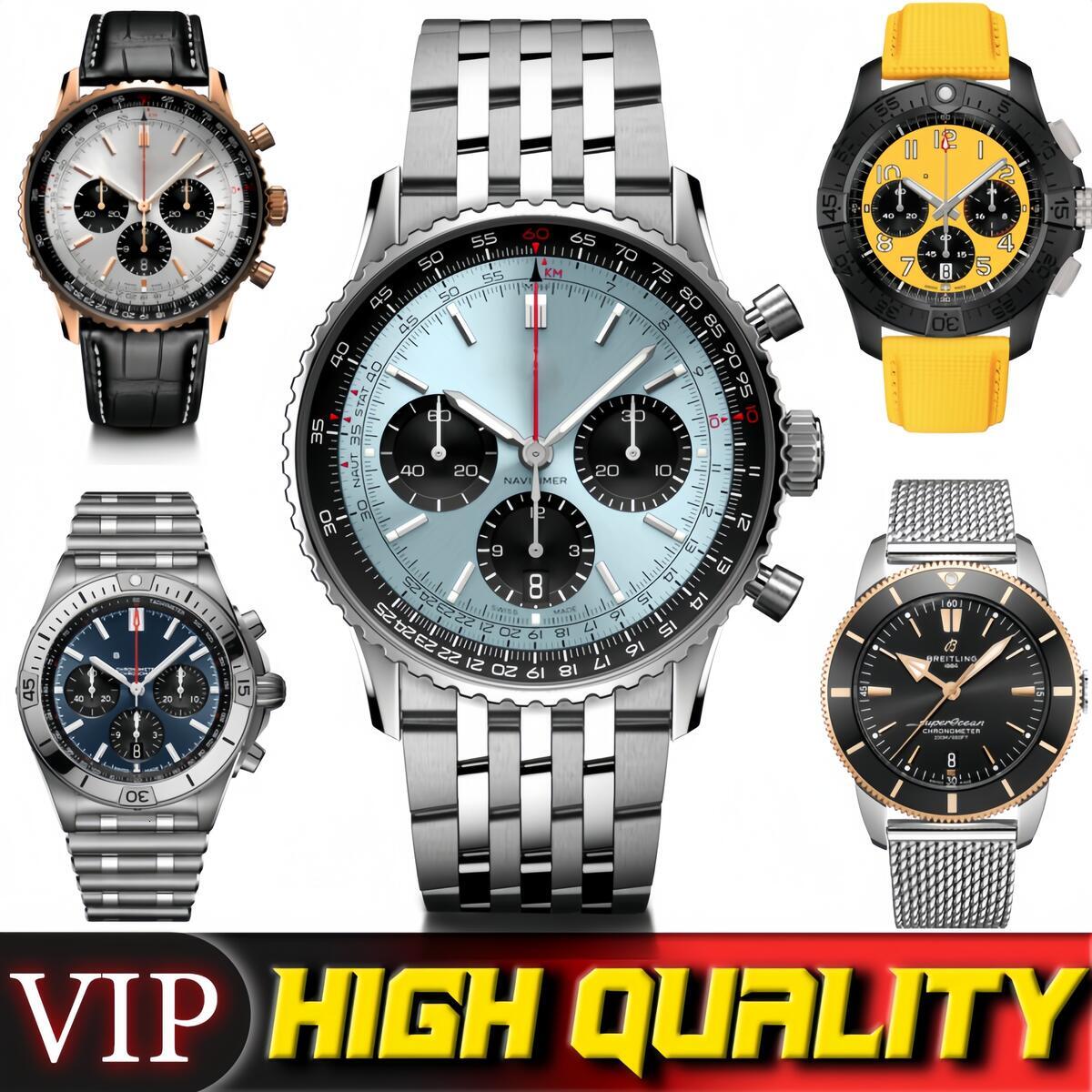 Designer BR Navitime Watch AAA Mens Watch Breitlnglies Watch Man High Quality Chronograph Leather Bands TOP Time Watch Movement Automatic Quartz Watch With Box e73c