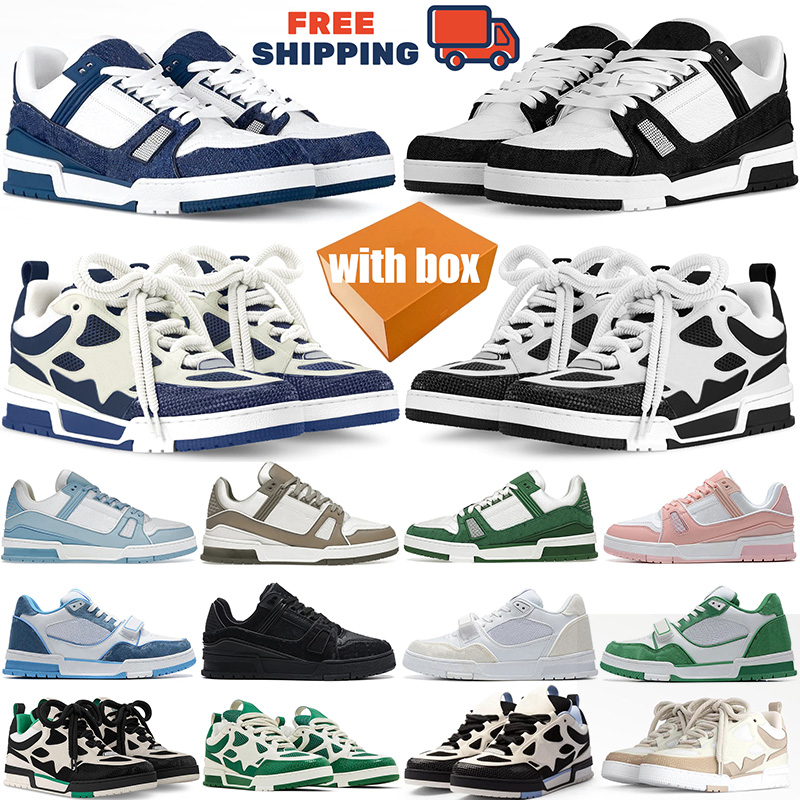 Free shipping with box designer casual shoes trainer sneakers Low black white baby blue navy orange men women outdoor sports runner running louisvuittion shoe