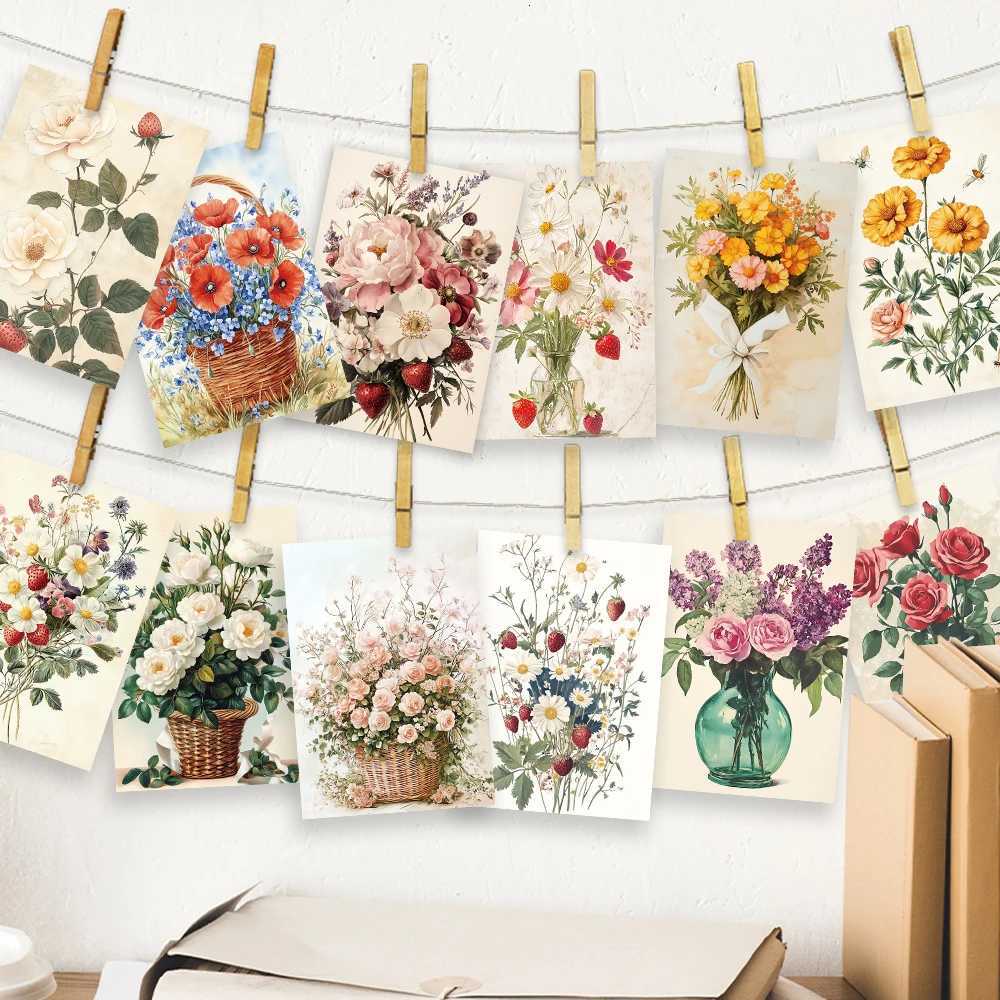 32pcs botanical and floral postcards ro decoration stickers brochure material souvenirs collectibles and mailing H251210