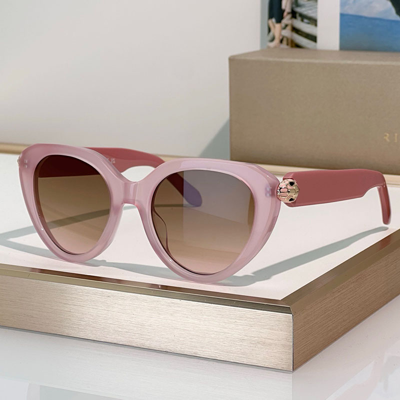 Ladies Fashion Designer Acetate Sunglasses Elliptical Frame Gradient Purple Lens Glasses BV50003L Party Beach Vacation Decorative Mirrors Top Quality UV400