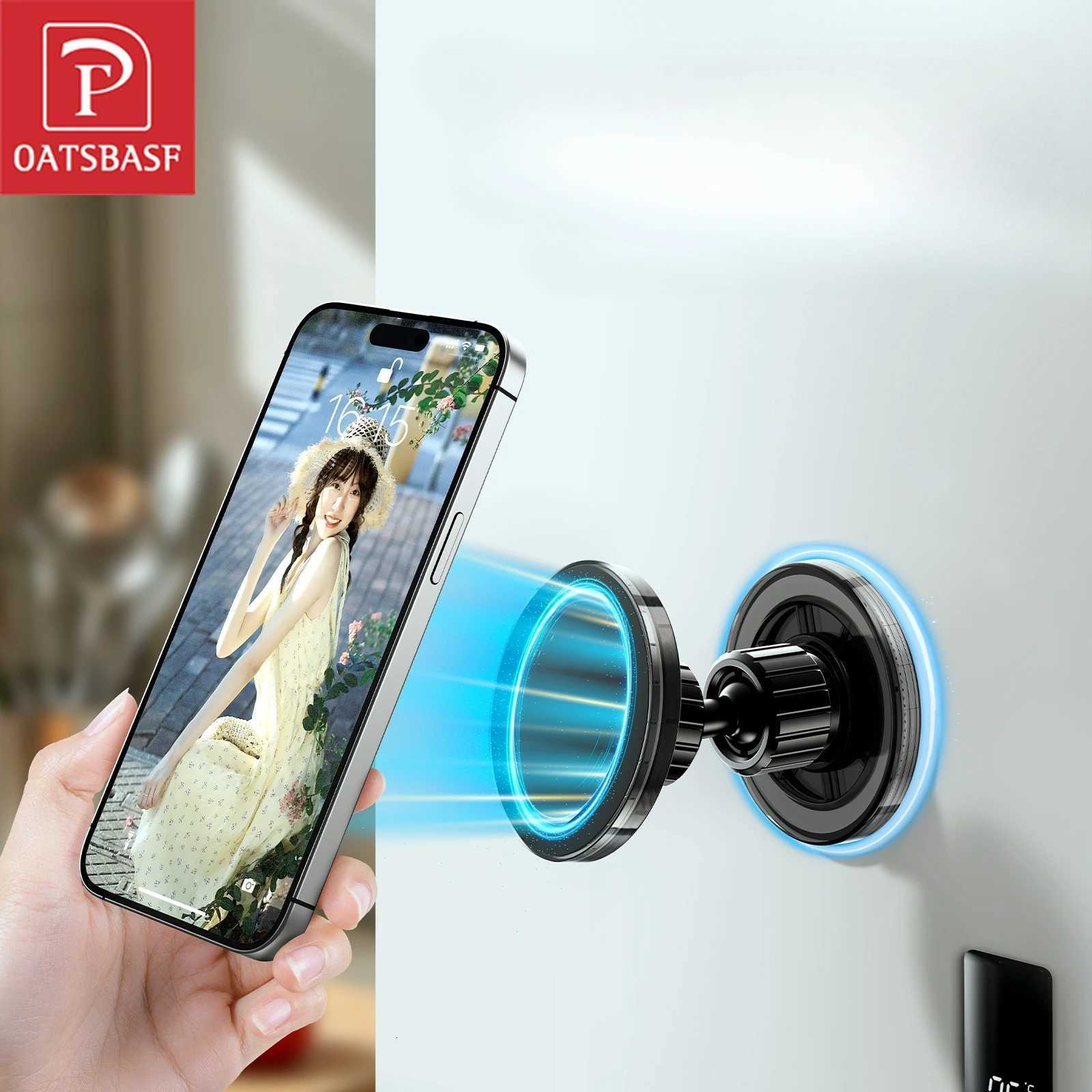 Oatsbasf Double-sided Magnetic Phone Holder Stand Metal 360Rotatable Dual Magnet Phone Mount Stand Universal for iPhone C251210