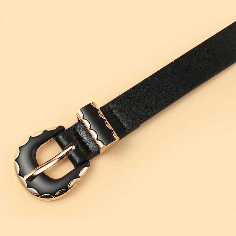 Luxury Casual Minimalist Design Womens Pu Belt Goth Retro Black Leather Pin Buckle Girdle Trendy Jeans Accessories Thin Waistband Y251210