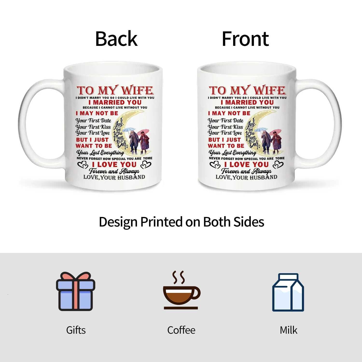 1pcTo My Wife Coffee MugCeramic Cup Romantic Anniversary Birthday Gifts for Wife From Husband 320ML C251210