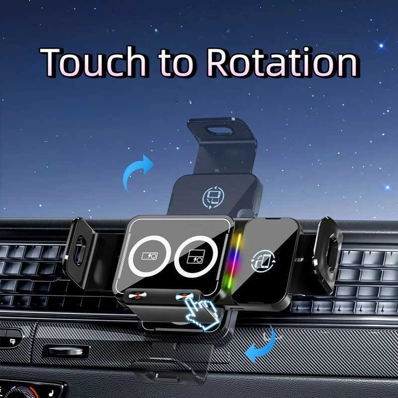 2IN1 Car Wireless Charger Phone Holder Touch Rotate Stand for Galaxy Fold 6 5 4 3 Z Flip Iphone 16 15 14 13 12 11Pro Max C251210