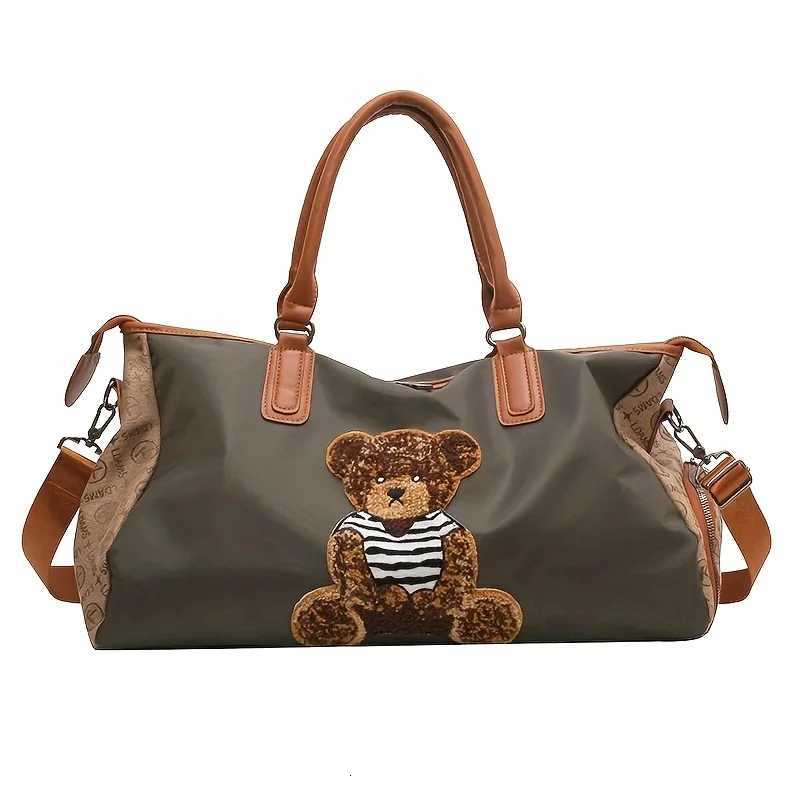 Large Capacity Travel Bag with Bear Design - Durable Oxford Fabric Hand Wable Ideal for Students Fitness Yoga Y251209