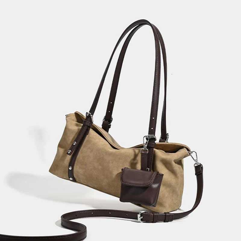 Suede Crossbody low Bag with Mini PurseVintage Design Wen Underarm Shoder BagAutumn/Winter Versatile Top Handle Handbag Y251209