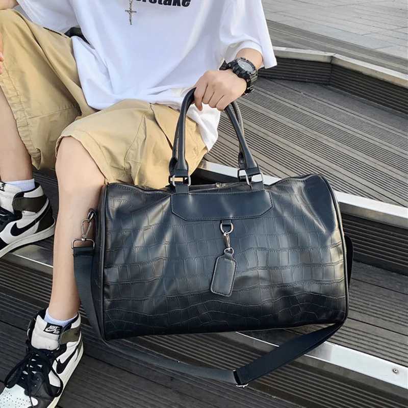 Travel Tote Ste Pattern WenS Handbag Gym Fitness Bag Man PU Leather Duffle Lage Shoder Sports Weekend Outdoor Bag Y251209