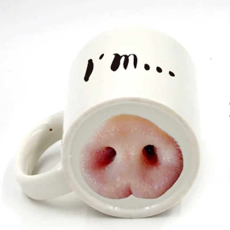 Animal Nose Parody Ceramic Mug Pig Dog Design Funny Novelty Gift For Coffee Tea Milk Animal Lover Home Office Use C251210