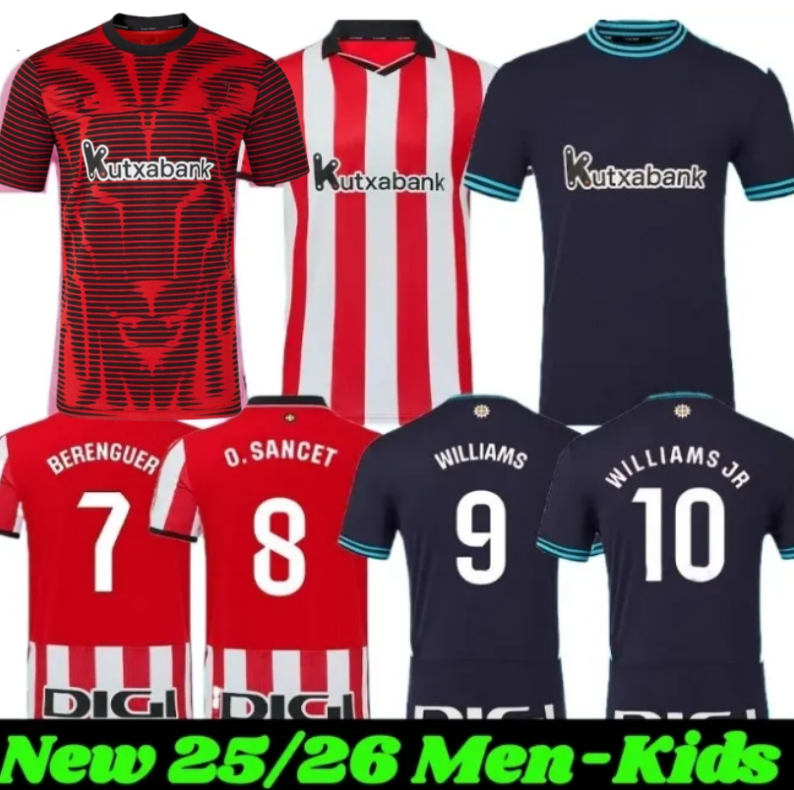 25 26 camiseta de Bilbao Soccer Jerseys GURUZETA BERENGUER MUNIAIN Athletic WILLIAMS JR Football shirt GARCIA VILLALIBRE Athletic Bilbao 2025 Sancet UNAI SIMON