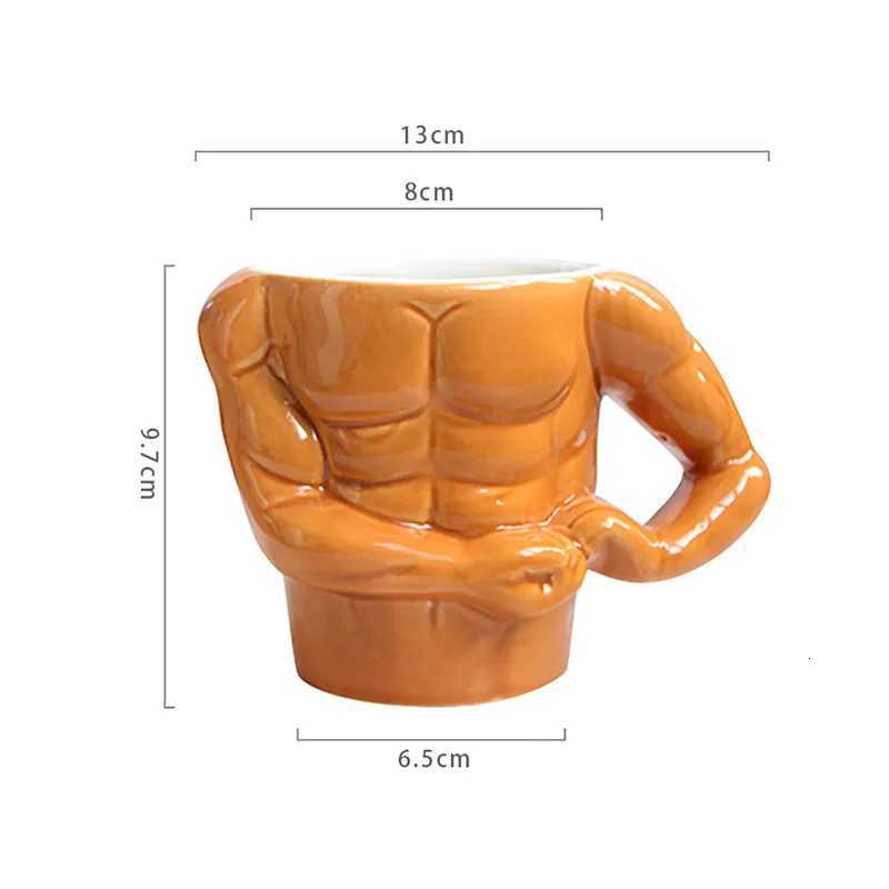 Creative Ceramic Chest Boys Breakfast Cup - Fitness Coach UP YOU Inspirational Coffee Milk Water Cup Fun Gift C251210