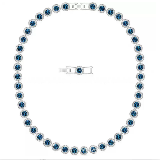 Panffy Angel Necklace Alloy Coated Pendant Women's Fashion Jewelry Necklace with Blue Gemstone