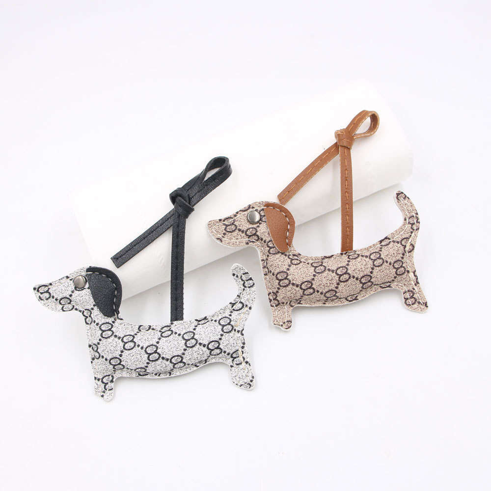 Trendy Pattern Dachshund Leather Knotted Lanyard Bag Clothing Accessories 3D Pendant