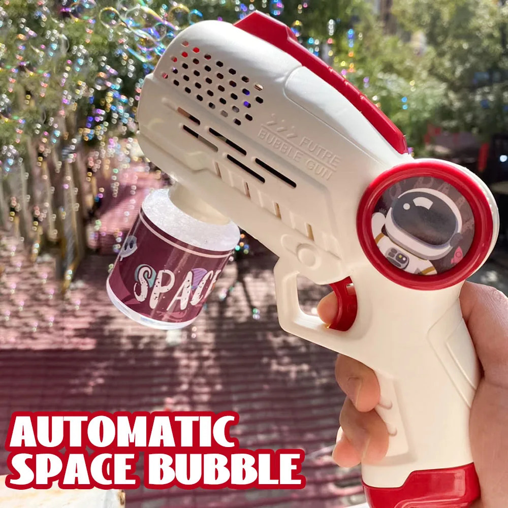 Electric Space Soap Bubble Gun Automatic Bubble Machine Maker Lights Astronaut Outdoor Games Park Toys for Kids Childrens Gift 251204