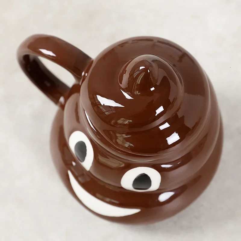 1PC 400ML Poop Coffee Cups Funny Mugs Cartoon Coffee Milk Mug Porcelain Water Cup With Handgrip Lid Tea Cup Office Drinkware C251210