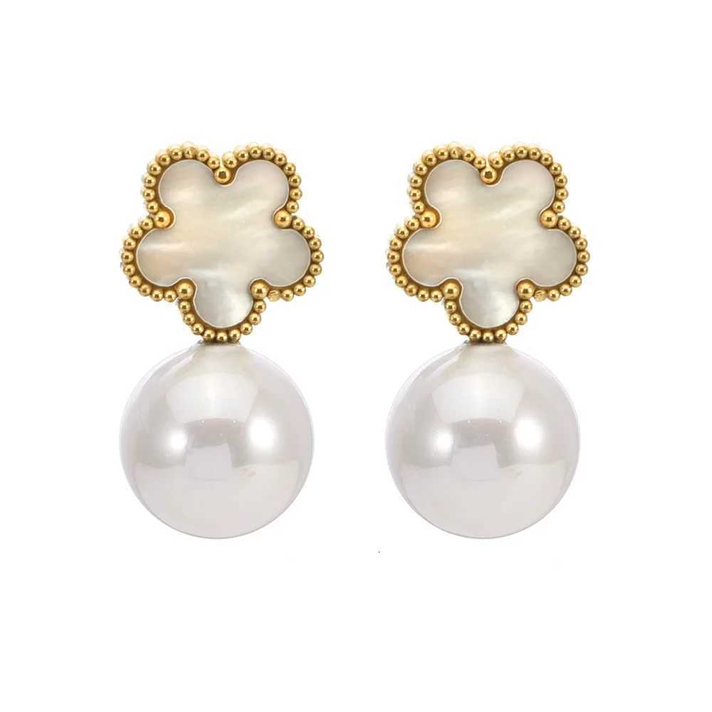 New Design Pearl Five wer Charms Ladies Drop Earrings Luxury for Wen Stainl Steel Party Jewelry Gift Y251210