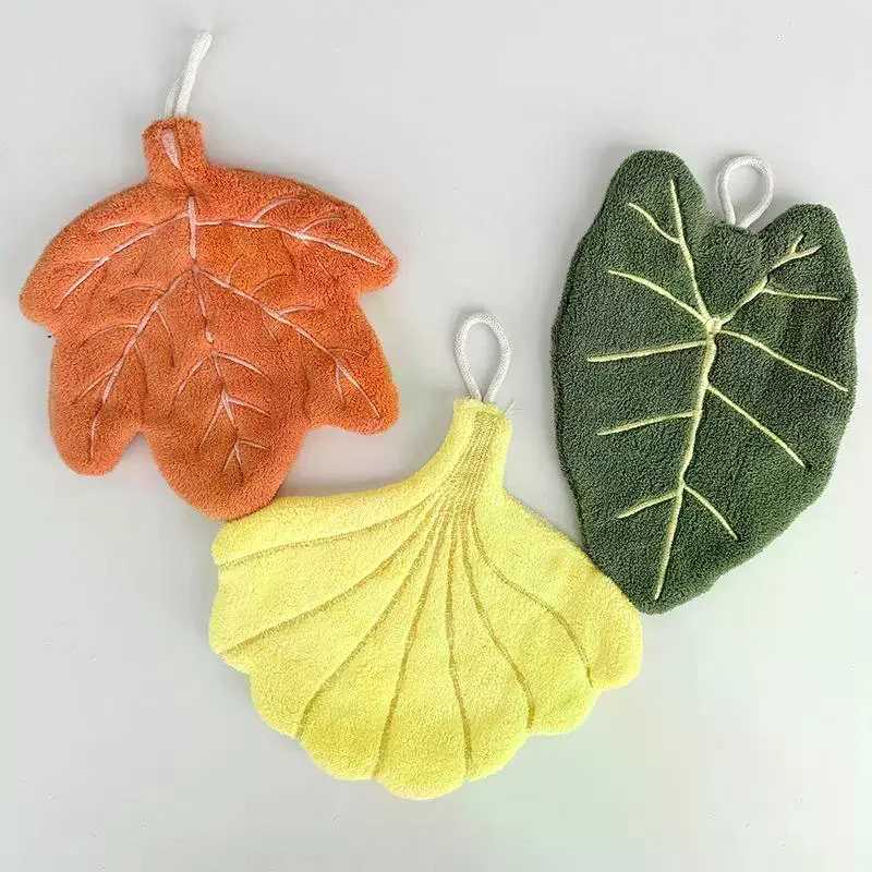 Soft Double-layer Leaf Style Hand Towel Thickened Absorbent Hanging Hand Cloth Speed Dry Handkerchief Rag C251210