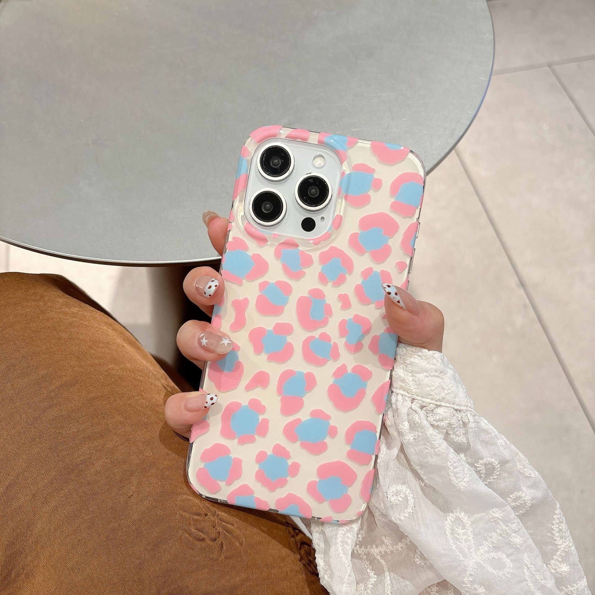 Cross-Border Pink Green Leopard Print Case 17 Pro, Apple 16 Pro Max, Fashionable for Women in Europe and America, Compatible with iPhone 15/14