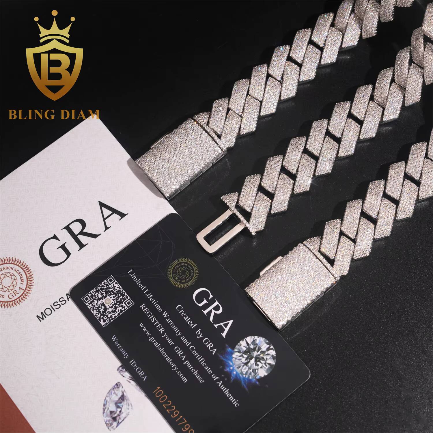High Quality 20mm Hip Hop Jewelry Cuban Llink Chain 925 Silver Moissanite Diamond Cuban Link Bracelet Pass Diamond Tester