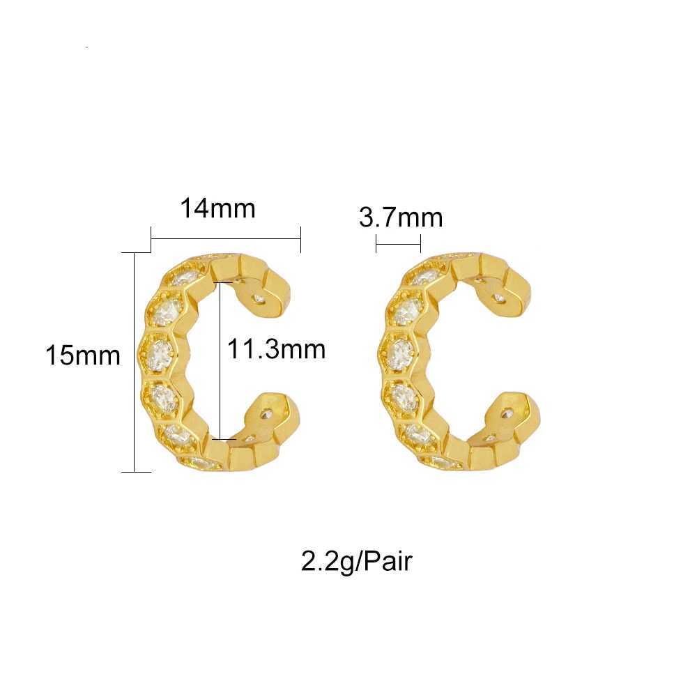TIANDE Gold Color Geometry Hexagon Hoop Earrings For Women Exquisite Zircon Ear Cuffs Huggies Earrings 2023 Fashion JewelryXJ251210 - view 7