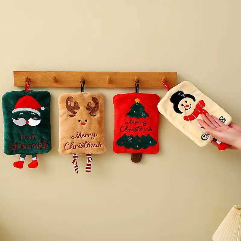 Christmas Hand Towels New Wall-mounted Thickened Coral Fleece Towels Absorbent Quick-drying Cloths Cartoon Kitchen Accessories C251210