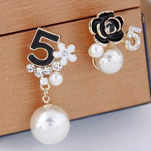 luxury designer jewelry Korean stud earrings black rose pearls earrings wer earring lia wer ear Accories Y251210