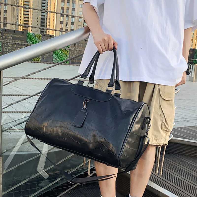 Travel Tote Ste Pattern WenS Handbag Gym Fitness Bag Man PU Leather Duffle Lage Shoder Sports Weekend Outdoor Bag Y251209