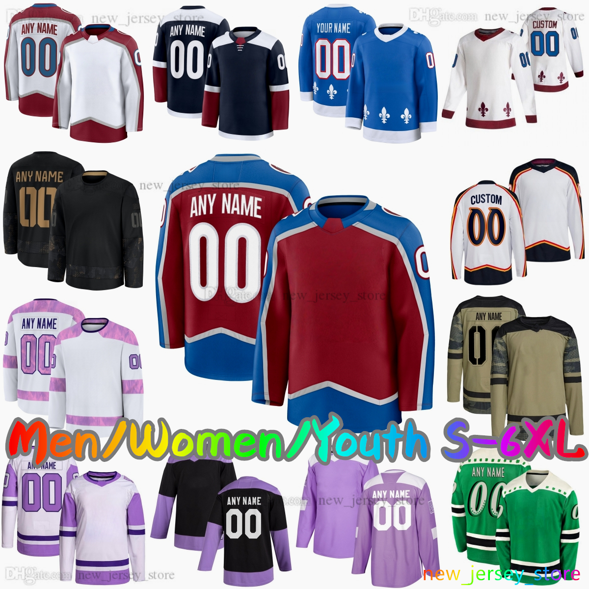 Custom S-6XL 29 Nathan MacKinnon New Ice Hockey Jersey 8 Cale Makar 92 Gabriel Landeskog 20 Ross Colton 13 Valeri Nichushkin 21 Peter Forsberg Stitched Jerseys