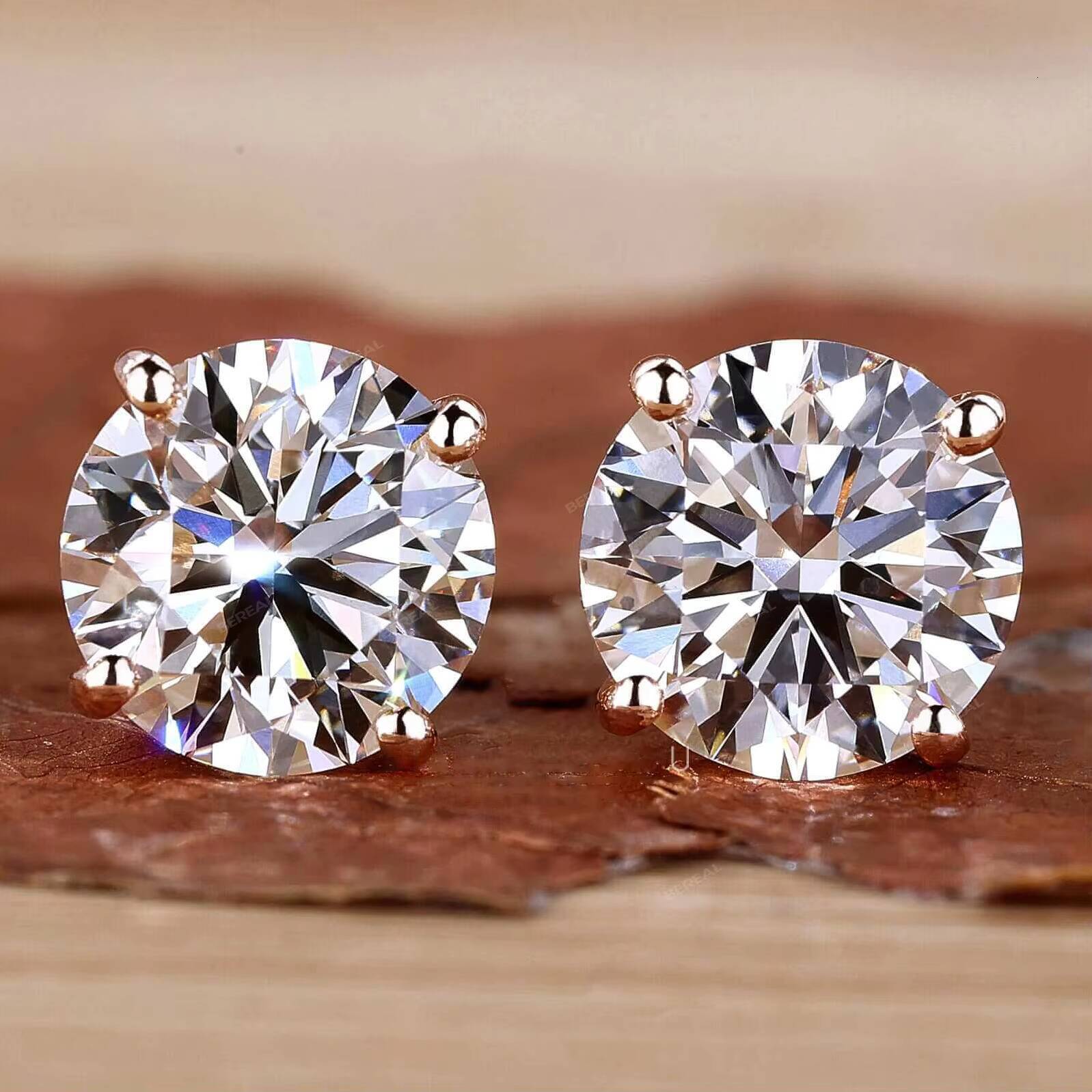 Custom Lab Grown Diamond Earrings IGI Certified Round Vvs Lab Created Diamond 925 Silver 14K 18K Gold Stud Earring Fine Jewelry