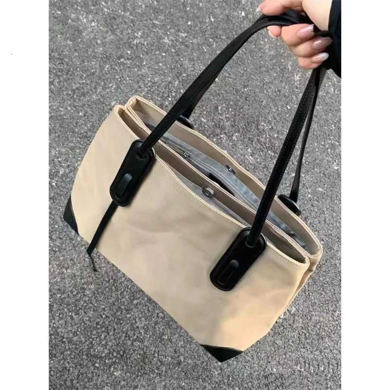 Elegant Nyl Tote Bag Wens Crossbody shoder Bag Large Capacity Casual Handbag Sli Korean Style Soft Fabric Pure Color Y251209