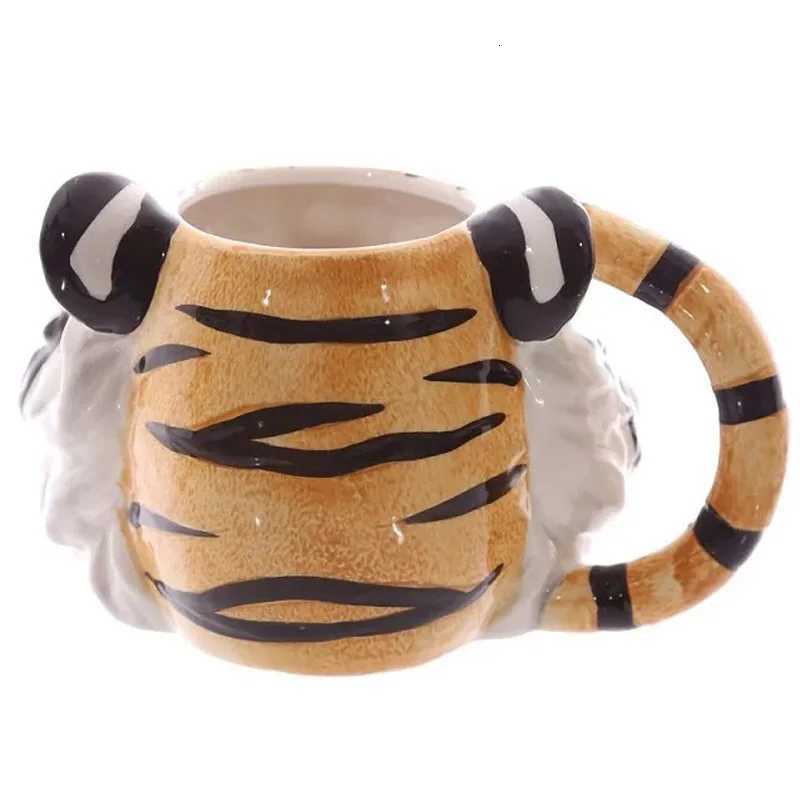Whimsical design Artificial Animal Ceramic Mug 3D Tiger Head Hand Painted Coffee Cup for Home Decor Ideal Gift for Xmas New Year C251210