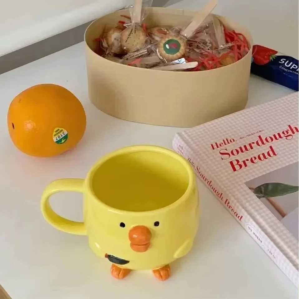 300ML Cute Mug Dudu Mouth Chicken Ceramic Mug Breakfast Juice Cup Household Milk Cup Cartoon Coffee Cup Birthday Gift 4 Cute Po C251210