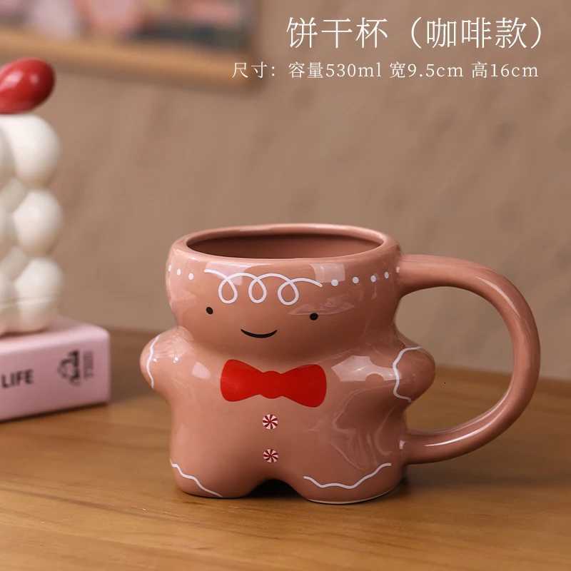 Christmas Mug With Cute Gingerbread Man Design Ceramic Coffee Cup Couples Cup Holiday And Birthday Gift C251210