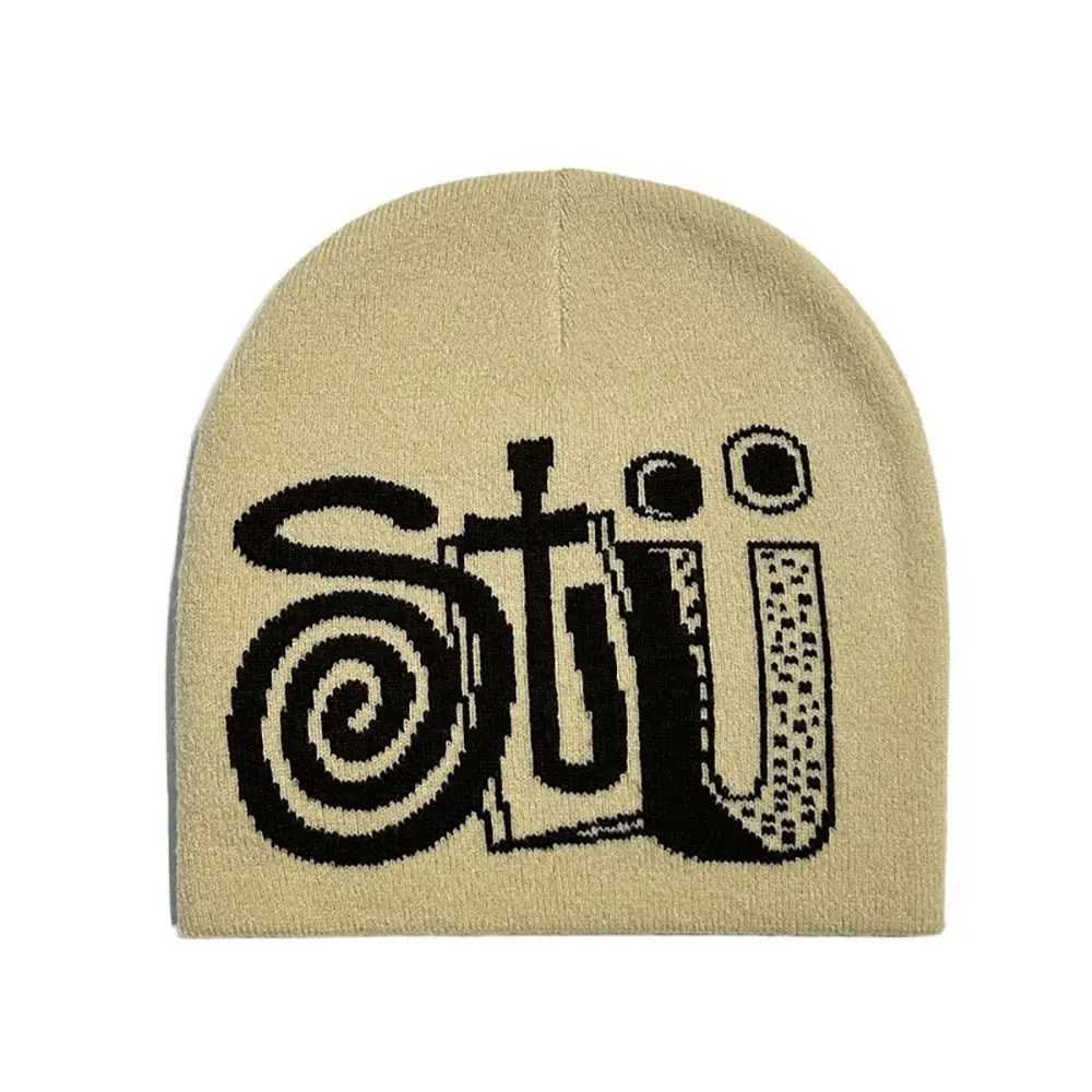 Luxury Letter Printing Knitting Cap Hat Gothic Warm Y2k Hip Hop Cap Ins Wool Acrylic Cold Cap Outdoor Y251209