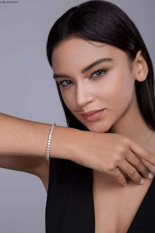 VVS Moissanite Classic S925 Sterling Silver Tennis Bracelet with D Color VVS1 Sand Stone 18k Rose Gold Unisex Jewelry