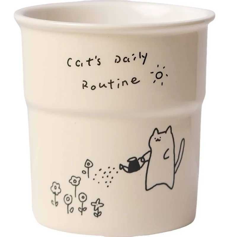 225ml Ceramic Cup Cute Cat Illustrations Coffee Cup for Kitchen Coffee Shop RestaurantLatte MugDrinkware Gift Souvenir C251210