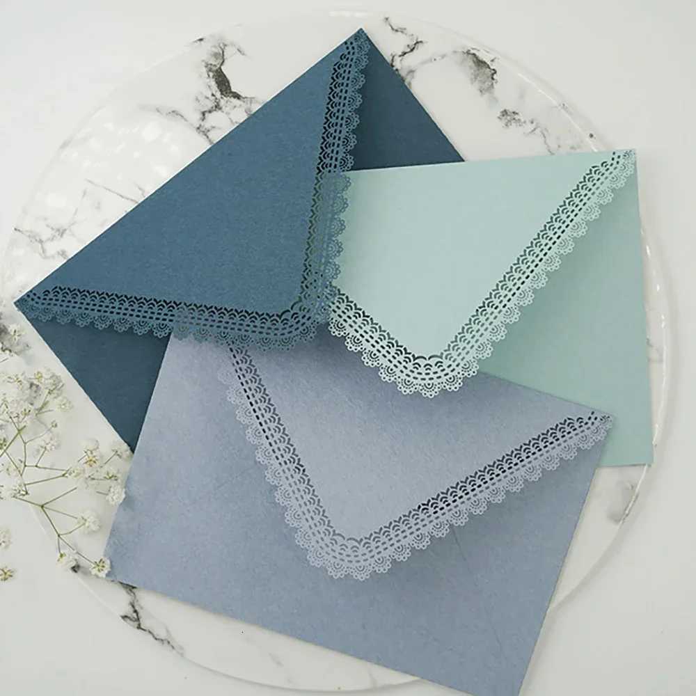 5pcs Vintage Western Envelopes Kawaii Hollow Lace Letter Pads Bag Wedding Party Invitation Cards Cover Envelopes for Letter Pads H251210