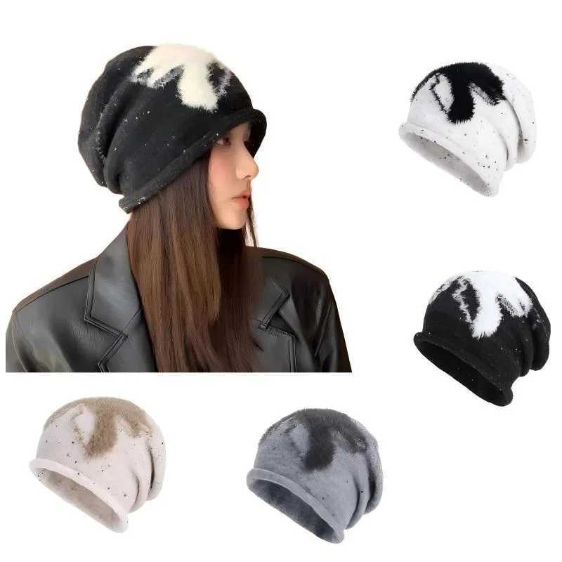 Luxury Womens Woolen Hat with Large Head Circumference Rolled Edge High-End Feel Autumn Winter Bow-Knot Knitted Cold Hat Slouchy Hat Y251209