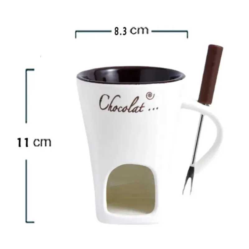 European Style Candle Cup Cheese Chocolate Ice Cream Candle Heated Melted Ceramic Cup Home Kitchen with Fork Creative Coffee Cup C251210