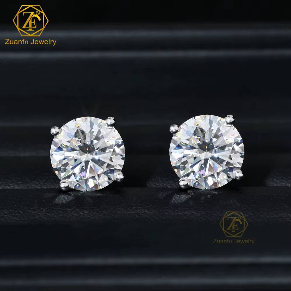 Wholesale Luxury Unisex 4-Prong 10K 14K 18K Solid Gold Brilliant Cut 5mm 65mm 8mm Moissanite Stud Earrings GRA Certified