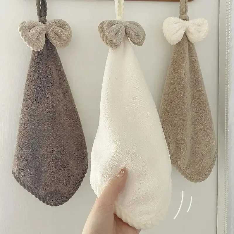 Hand Wiping Cute Bow Hanging Coral Fleece Hand Towel Bathroom Absorbent Small Towel CHILDRENS Home Quick Drying C251210