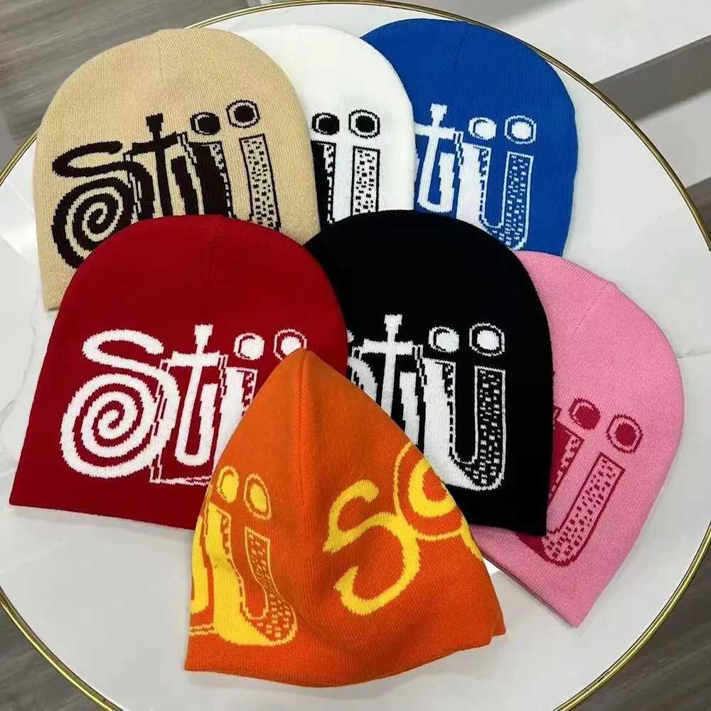 Luxury Letter Printing Knitting Cap Hat Gothic Warm Y2k Hip Hop Cap Ins Wool Acrylic Cold Cap Outdoor Y251209