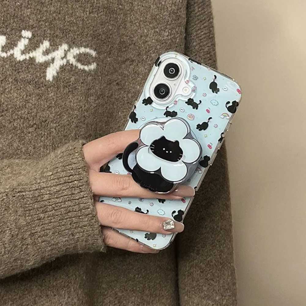 INS Cute Cartoon Scarf Kitten For Griptok Holder Phone Finger Ring Stand port For iPhone 16 Girl Bracket C251210