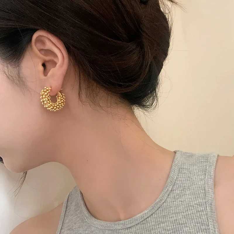 Real 925 Sterling Sier Round Twisted Bead 18K Hoop Earrings for Wen Tren Fine Jewelry Light Luxury Accories Y251210