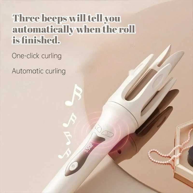 32mm Automatic Rotating Curling Iron with 3 Temperature Settings - Fast Heating Anti-Scald Hair Styler for Perfect Curls WavesT251210