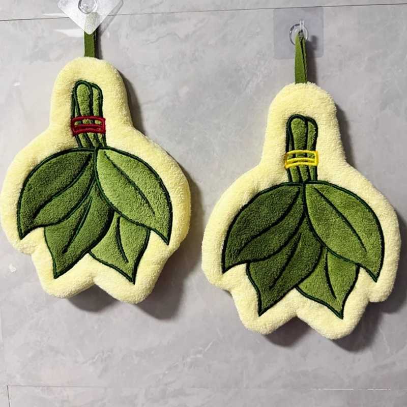 Kitchen Washing Hands Towel Absorbent Leaf Hand Towels Bathroom Green Plant Handkerchief Cleaning Tools C251210
