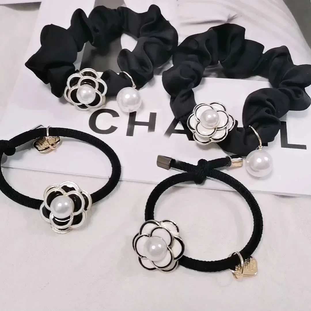 luxury brand Black lia pearl hair rope fem Korean band hair ties accories for girls fashion accory Y251210